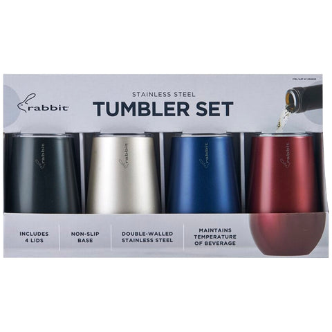 Image of Rabbit Double Wall Stainless Steel Wine Tumbler Set, 4pc, 4x 354ml