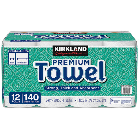 Image of Kirkland Signature Paper Towels 12 Rolls x 140 Sheets