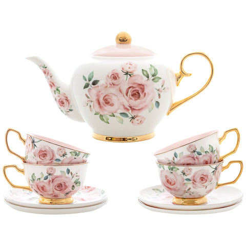 Image of Cristina Re Luxury High Tea Set, 1x 1.2L Teapot, 4 x 220ml Teacup & Saucer
