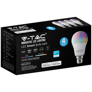 V-TAC LED Smart Bulbs B22 4pk