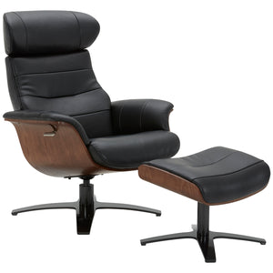 GilmanCreek Leather Karma Chair with Ottoman, Leather