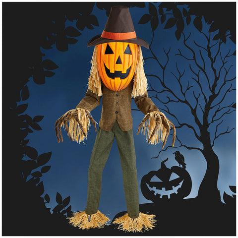 Image of Animated Pumpkin Head Scarecrow, H 216 x W 100.33 cm