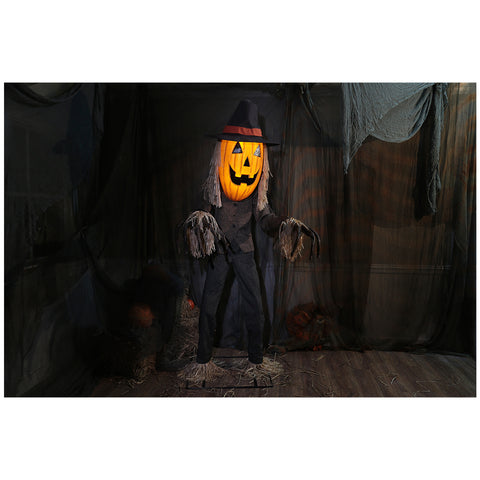 Image of Animated Pumpkin Head Scarecrow, H 216 x W 100.33 cm