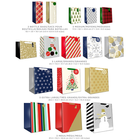 Image of Hallmark Assorted Holiday Gift Bags 16 Pack