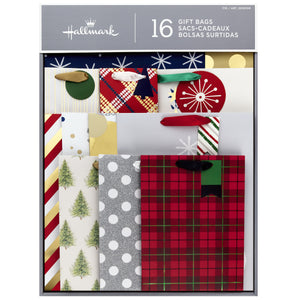 Hallmark Assorted Holiday Gift Bags 16 Pack