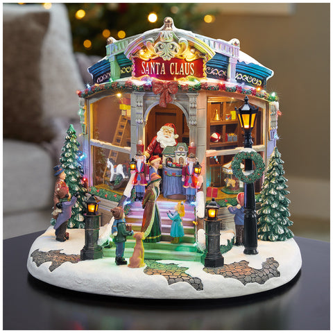 Image of Santa's Toy Shop Tabletop Christmas Decoration, Animated, Handcrafted, 41 x 37.5 x 38.1 cm