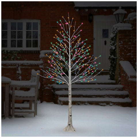 Image of Faux Birch Tree, 512 LED Lights, 2.28m, Indoor & Outdoor, Timer