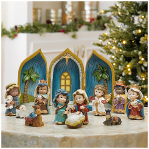 Baby Nativity Scene, Handcrafted, 12 Pieces