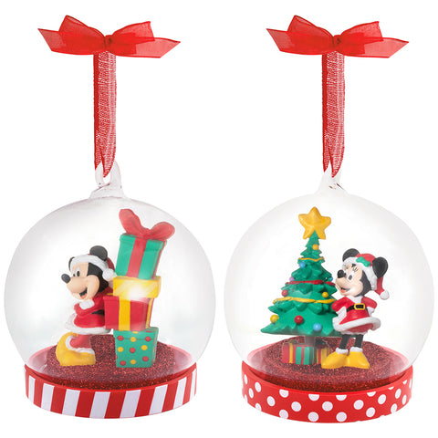 Image of Disney Mickey & Minnie Glass Globe Ornaments