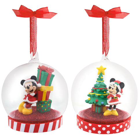 Image of Disney Mickey & Minnie Glass Globe Ornaments