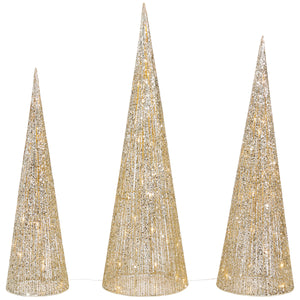 Glitter String Cones 3 Piece