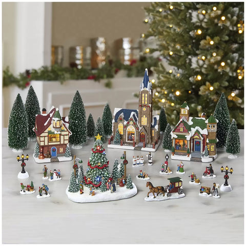 Image of Christmas Village With Lights and Music 30 Pieces