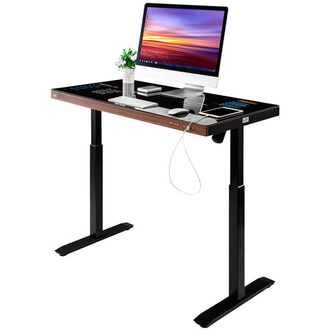 Image of Seville airLIFT Glass Top Electric Height-Adjustable Standing Desk Black