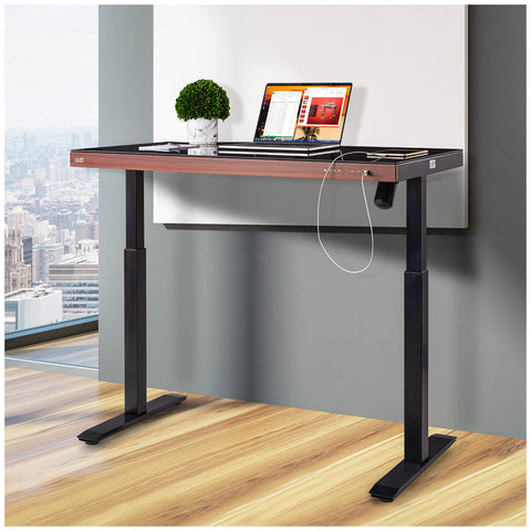 Image of Seville airLIFT Glass Top Electric Height-Adjustable Standing Desk Black