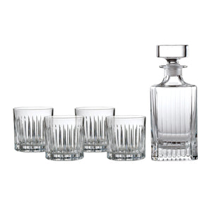 Royal Doulton Linear Decanter Set, 4 Tumblers, Crystalline, Made In Italy