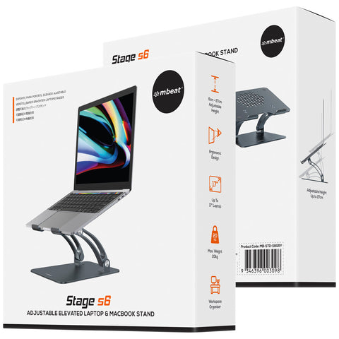 Image of mbeat Stage S6 Adjustable Elevated Laptop and MacBook Stand MB-STD-S6GRY