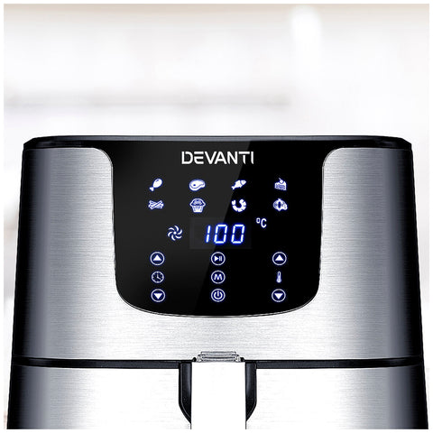 Image of Devanti 7 Litre Digital Air Fryer Silver AF-K-G-5T6-SS